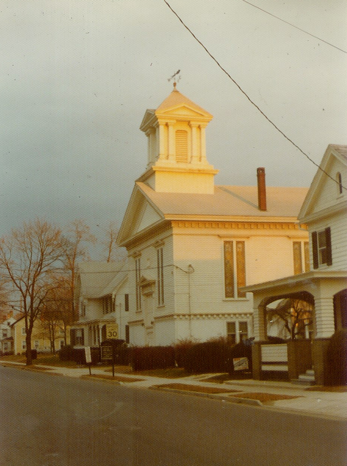 Allentown, church steeple at sunrise.